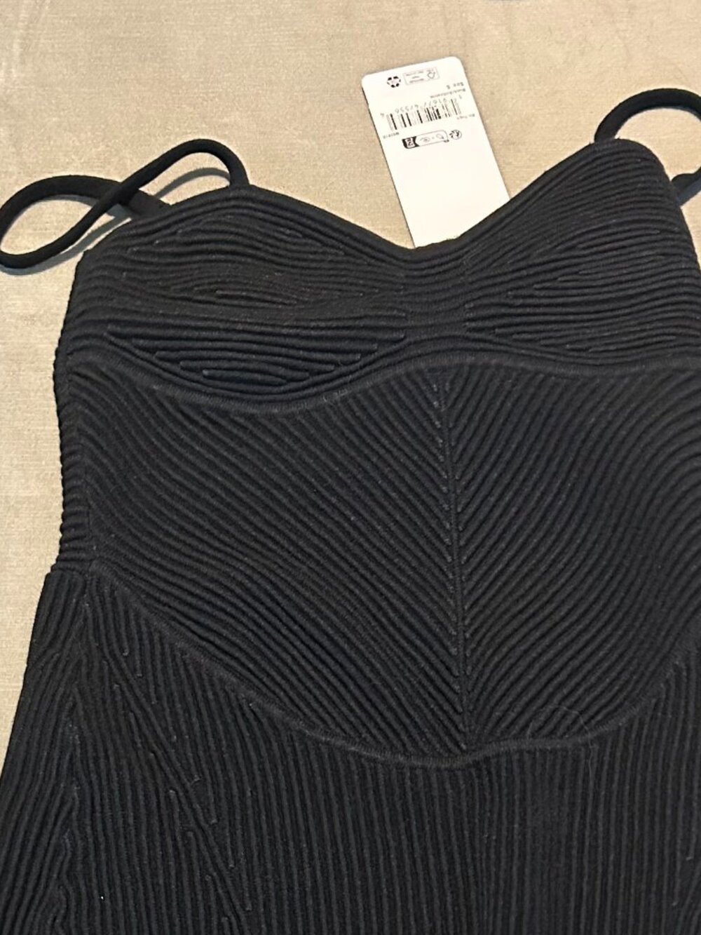 NWT ALO YOGA Denim Knit Mini Dress Black Anthracite Ribbed Size S